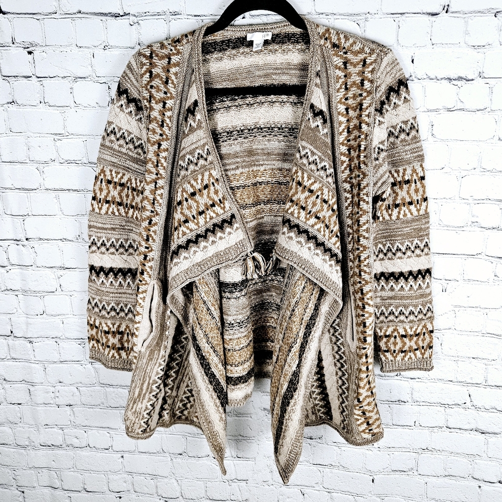 J. JILL | wool & alpaca blend knit waterfall long sleeve open cardigan